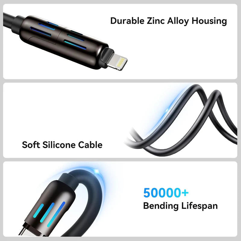 4-in-1 Multi USB Charging Cable | Fast Charging Universal Cable for Multiple Devices