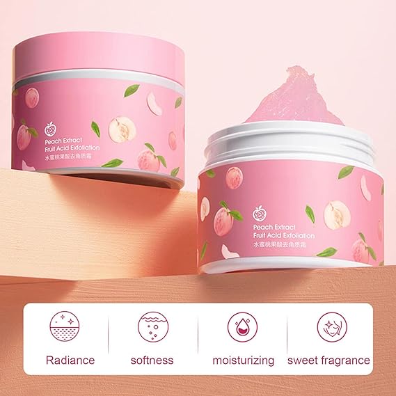 Peach Extract Exfoliating Face & Body Scrub Gel | Gentle Fruit Acid Skin Polish