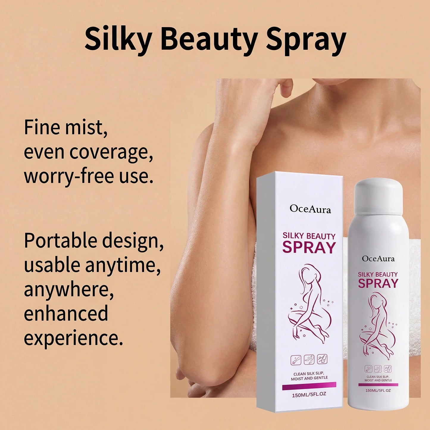 Silky Beauty Hair Removal Spray – Painless Instant Hair Remover For Women | Smooth Skin In Minutes