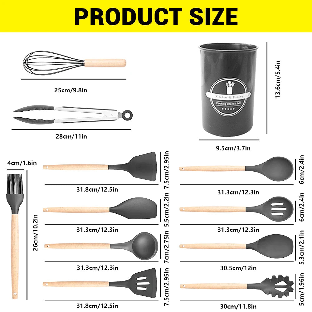 Luxury 24-Piece Silicone Kitchen Utensil Set With Holder – Heat Resistant Non-Stick Cooking Tools For Modern Kitchens