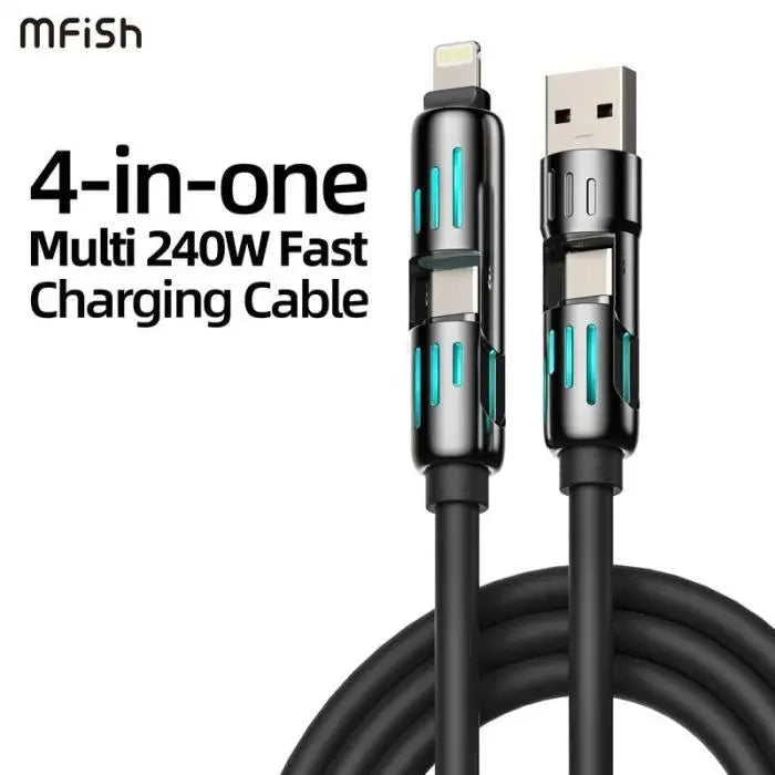 ⚡ 4-in-1 Multi USB Charging Cable – Universal Charging Cable for Multiple Devices Noorvellaa