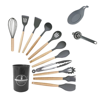 Luxury 24-Piece Silicone Kitchen Utensil Set With Holder – Heat Resistant Non-Stick Cooking Tools For Modern Kitchens