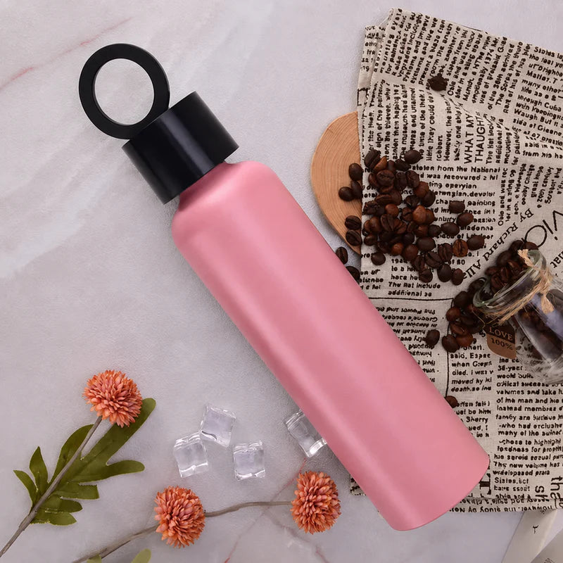 Vacuum Insulated Stainless Steel Water Bottle with Phone Holder Lid | Leakproof Thermal Flask 500ml | Hot & Cold Bottle for Gym, Office, Travel & Outdoor UAE