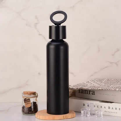 Vacuum Insulated Stainless Steel Water Bottle with Phone Holder Lid | Leakproof Thermal Flask 500ml | Hot & Cold Bottle for Gym, Office, Travel & Outdoor UAE