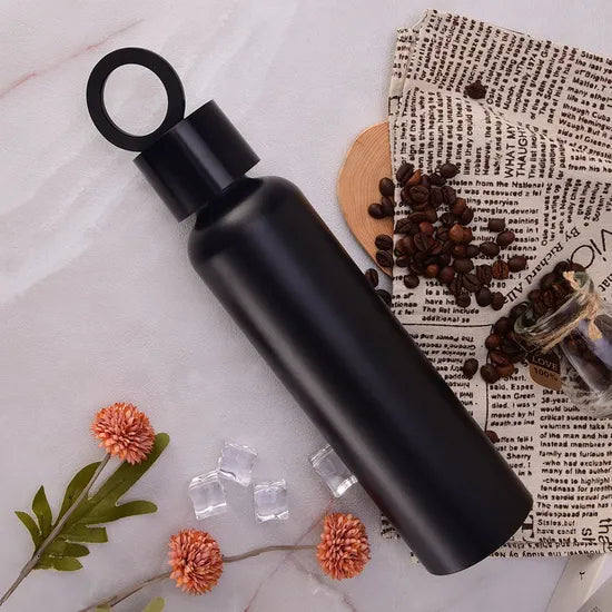 Vacuum Insulated Stainless Steel Water Bottle with Phone Holder Lid | Leakproof Thermal Flask 500ml | Hot & Cold Bottle for Gym, Office, Travel & Outdoor UAE