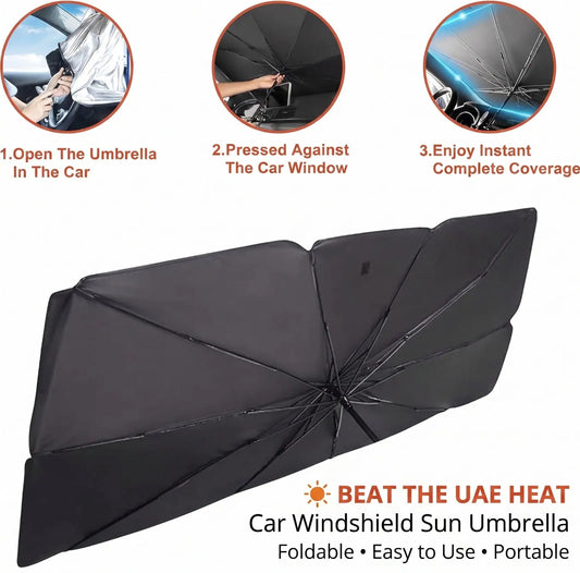Car Windshield Sun Umbrella – Foldable Car Sunshade | UV & Heat Protection Noorvellaa