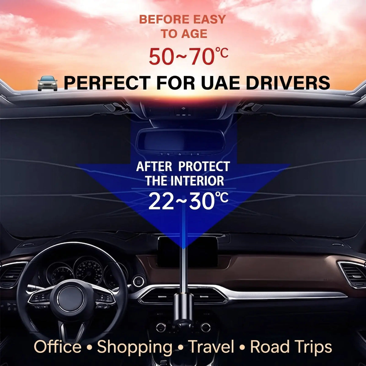 Car Windshield Sun Umbrella – Foldable Car Sunshade | UV & Heat Protection Noorvellaa