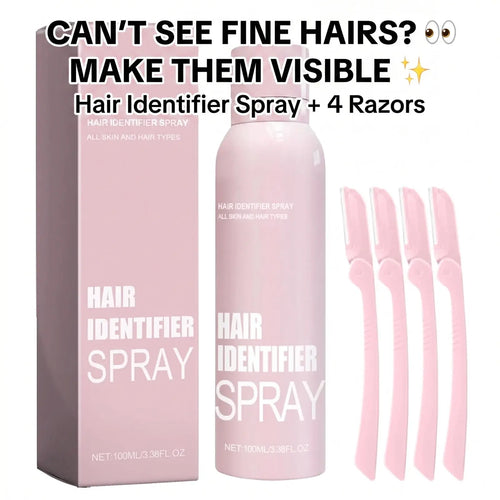 Hair Identifier Spray Kit – Hair Visibility Spray with 4 Precision Razors Noorvellaa