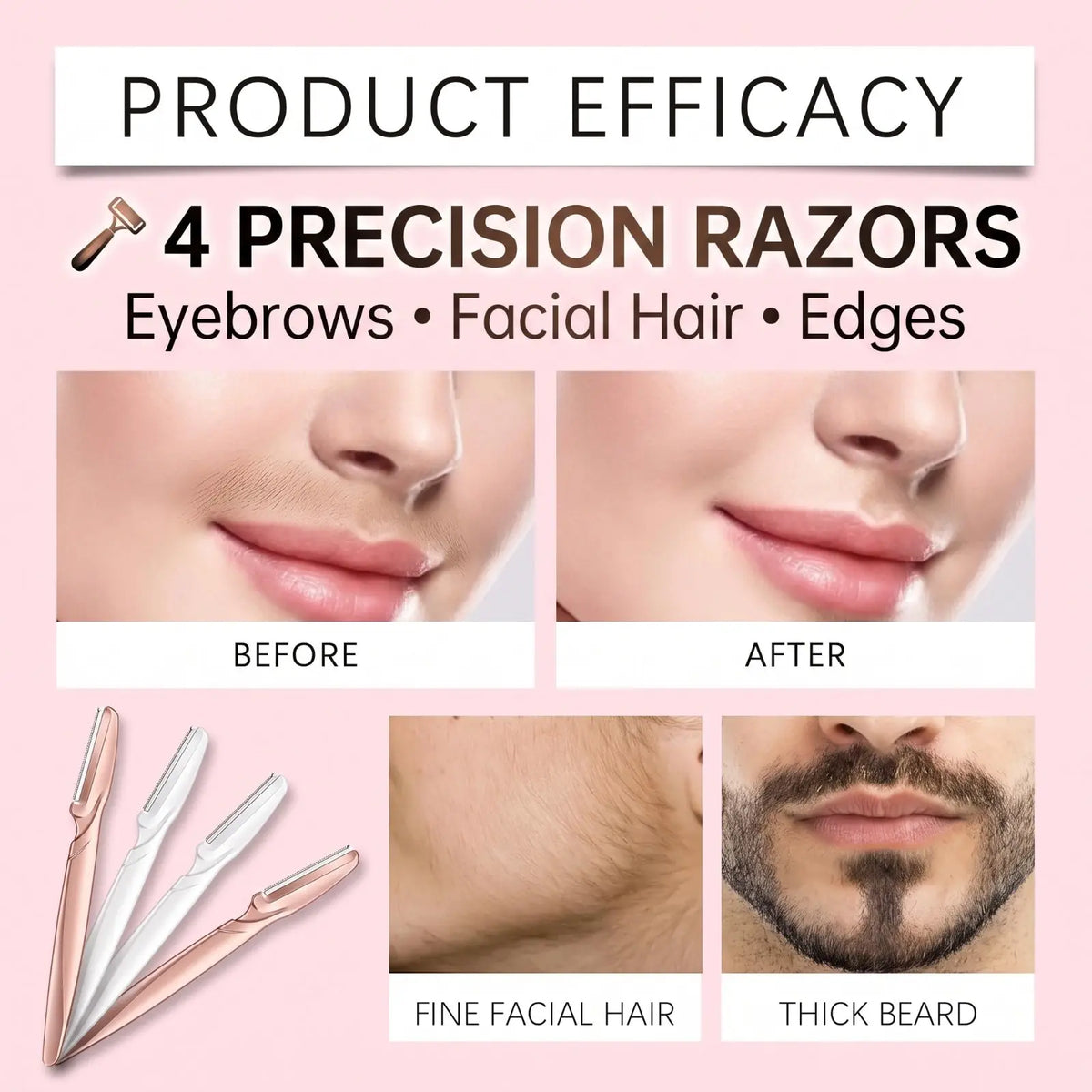 Hair Identifier Spray Kit – Hair Visibility Spray with 4 Precision Razors Noorvellaa