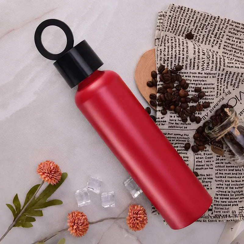 Vacuum Insulated Stainless Steel Water Bottle with Phone Holder Lid | Leakproof Thermal Flask 500ml | Hot & Cold Bottle for Gym, Office, Travel & Outdoor UAE