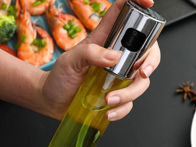 2-in-1 Stainless Steel Oil Spray Bottle | Refillable Olive Oil Sprayer for Air Fryer, BBQ, Kitchen & Salad | Healthy Cooking Oil Dispenser UAE