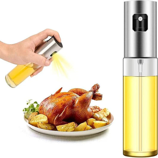 2-in-1 Stainless Steel Oil Spray Bottle | Refillable Olive Oil Sprayer for Air Fryer, BBQ, Kitchen & Salad | Healthy Cooking Oil Dispenser UAE