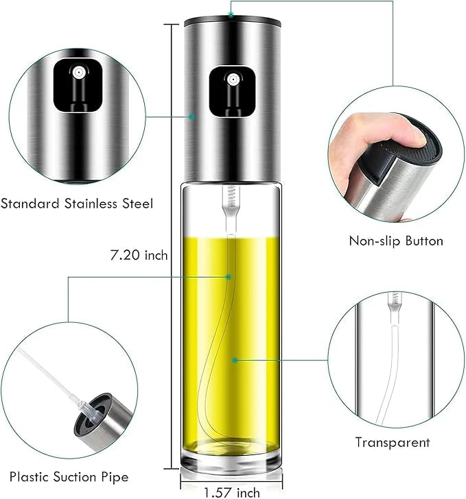 2-in-1 Stainless Steel Oil Spray Bottle | Refillable Olive Oil Sprayer for Air Fryer, BBQ, Kitchen & Salad | Healthy Cooking Oil Dispenser UAE